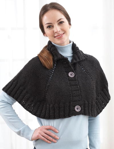 Knit Poncho with Buttons