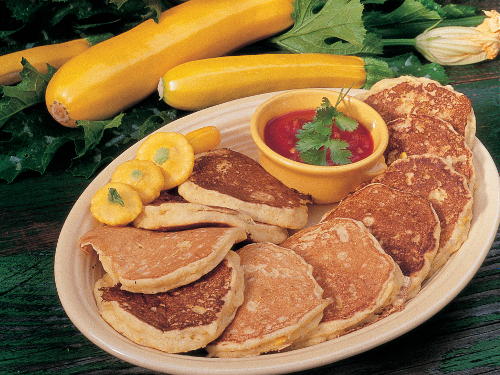 Zucchini Pancakes with Tomato Salsa Zucchini Pancakes with Tomato Salsa