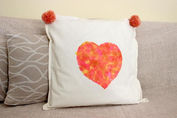 Heart Pom Pom Pillow Heart Pom Pom Pillow