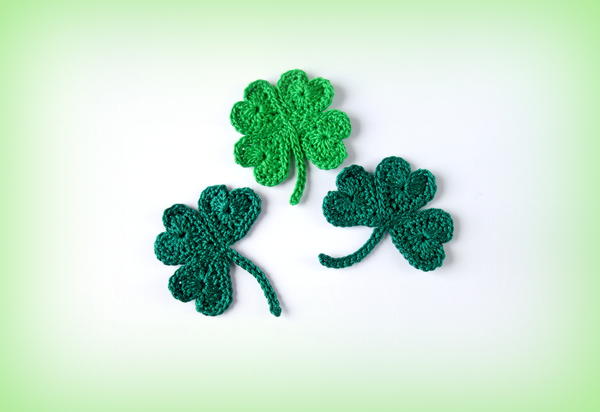 Crochet St Patricks Day Shamrock and Lucky Clover Appliqus Crochet St Patrick’s Day Shamrock and Lucky Clover Appliqués