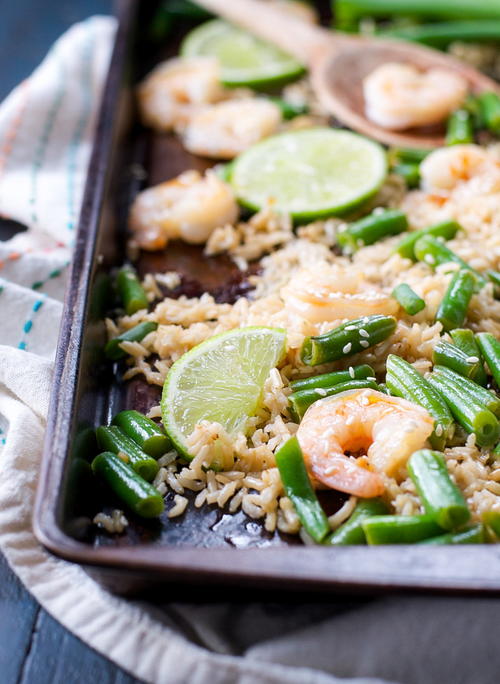 Sheet Pan Honey Garlic Shrimp with Rice and Green Beans Sheet Pan Honey Garlic Shrimp with Rice and Green Beans