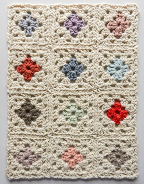 Vintage Floral Granny Square Afghan Vintage Floral Granny Square Afghan