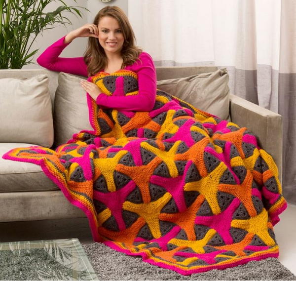 Bright Boomerangs Crochet Throw