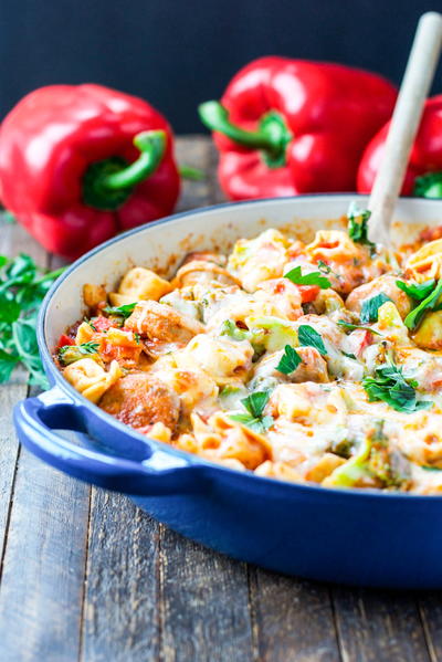 One Skillet Chicken Sausage and Tortellini One Skillet Chicken Sausage and Tortellini