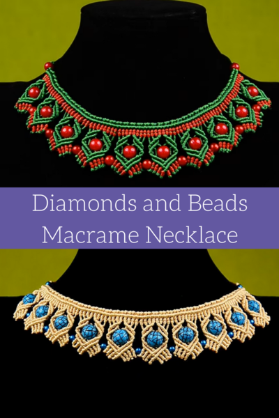 Diamonds and Beads Macrame Necklace