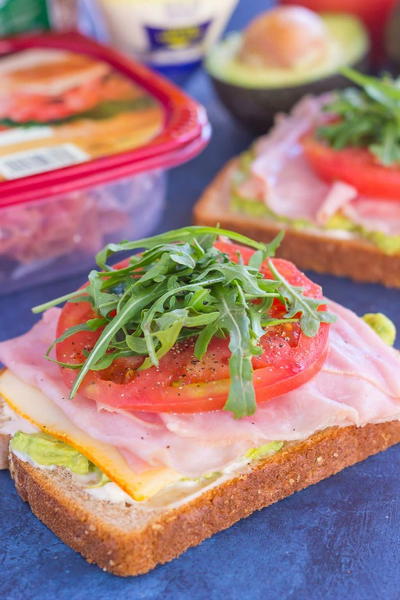 Ham and Avocado Open-Faced Sandwich