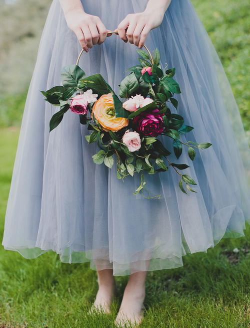 Silk Flower Hoop Bouquet