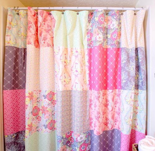 Fat Quarter Patchwork Shower Curtain Fat Quarter Patchwork Shower Curtain
