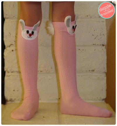 DIY Easter Bunny Girls Knee High Socks DIY Easter Bunny Girls Knee High Socks