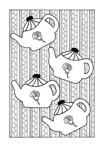 Tea Party Adult Coloring Page Tea Party Adult Coloring Page