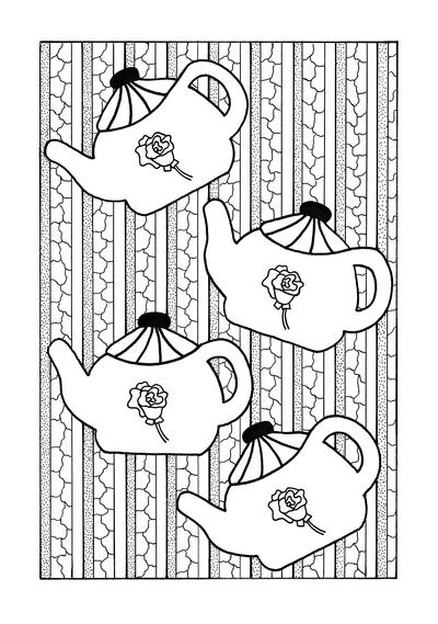 Tea Party Adult Coloring Page