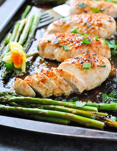 Sheet Pan Honey Apricot Chicken and Asparagus