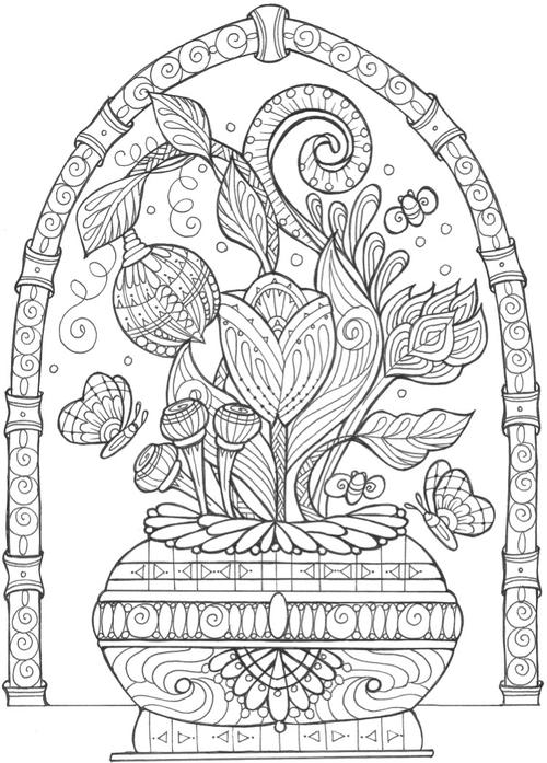 Vase of Flowers Adult Coloring Page
