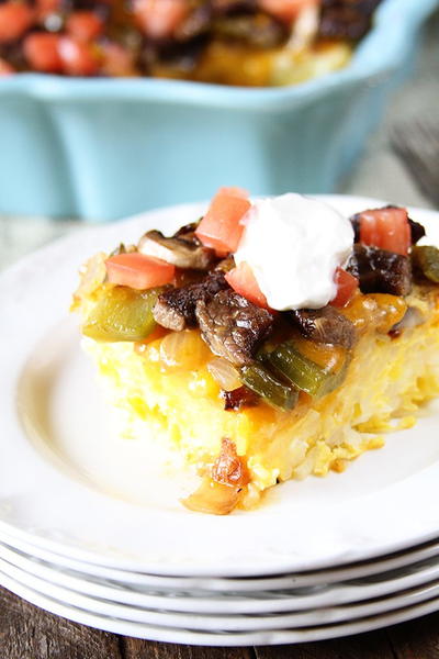 Baked Big Steak Omelet Casserole