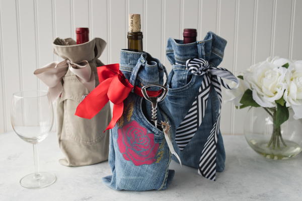 Recycled Denim Wine Bottle Sleeve Recycled Denim Wine Bottle Sleeve