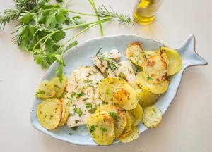 Italian Fresh Herb Baked Fish and Chips