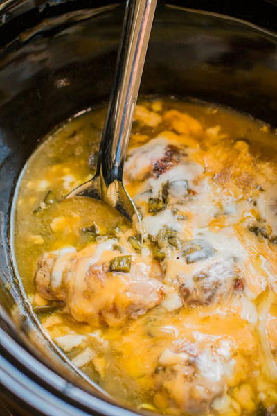 Slow Cooker Green Chile Cheesy Chicken