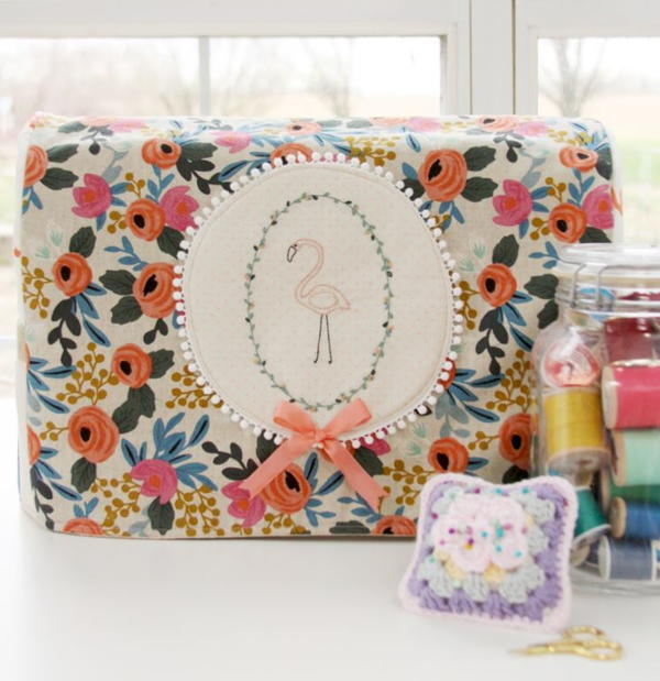 Floral Flamingo Sewing Machine Cover Floral Flamingo Sewing Machine Cover