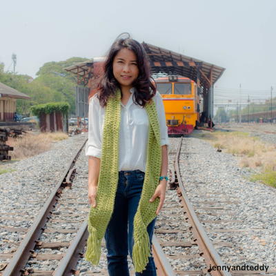 Long Double Crochet Scarf with Fringe