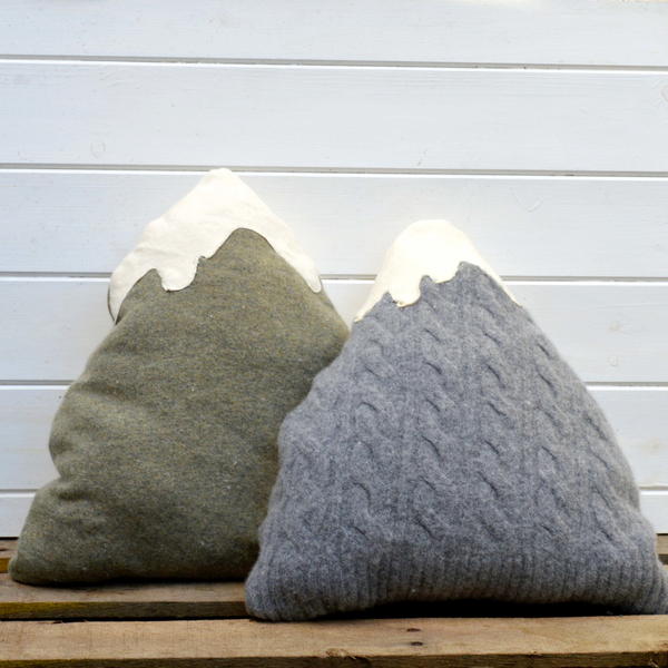 Upcycled Sweater Mountain Pillows Upcycled Sweater Mountain Pillows