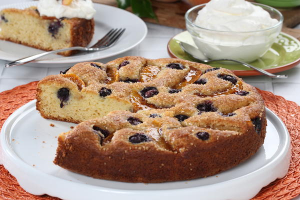 Blueberry Peach Yogurt Cake