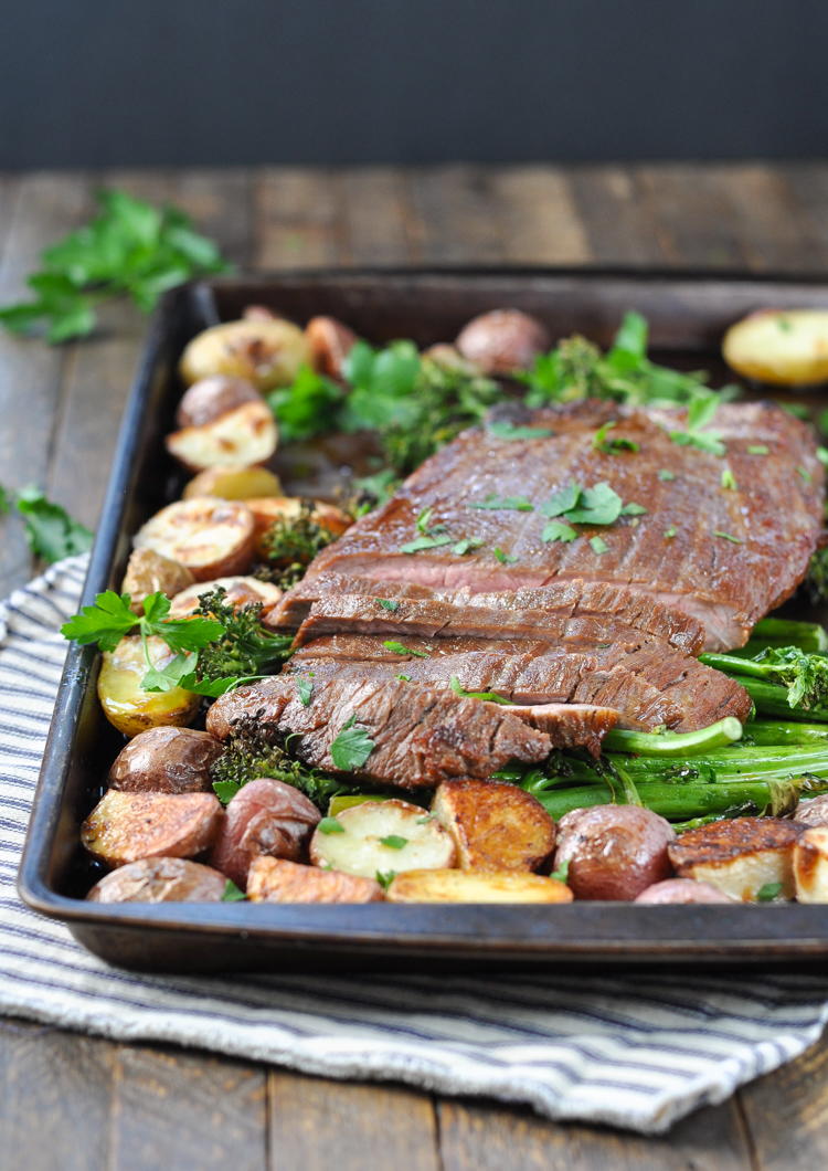 Sheet Pan Flank Steak with Crispy Potatoes and Broccolini