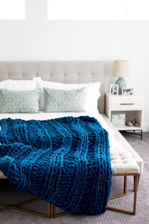 Chunky Arm Knit Ribbed Blanket Chunky Arm Knit Ribbed Blanket