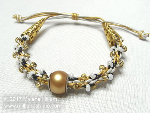 Beaded Leather Kumihimo Bracelet with Sliding Knot Beaded Leather Kumihimo Bracelet with Sliding Knot