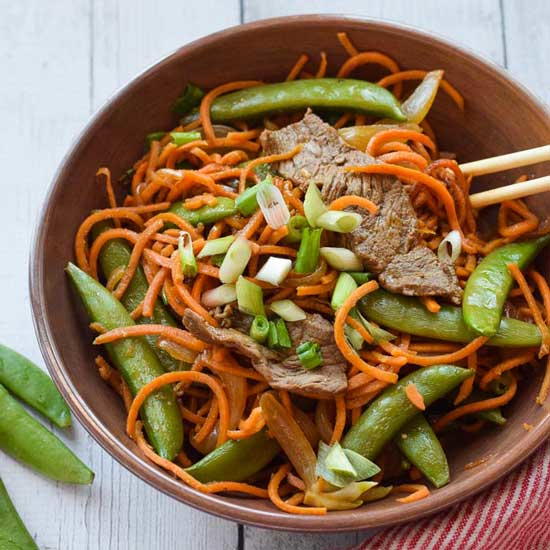 Sweet Potato Noodle Stir Fry with Steak Sweet Potato Noodle Stir Fry with Steak