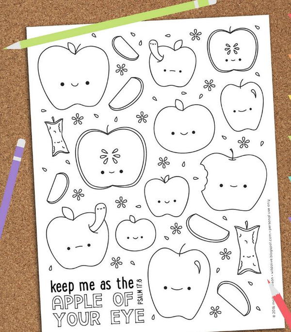 Apple of My Eye Free Printable Coloring Page Apple of My Eye Free Printable Coloring Page