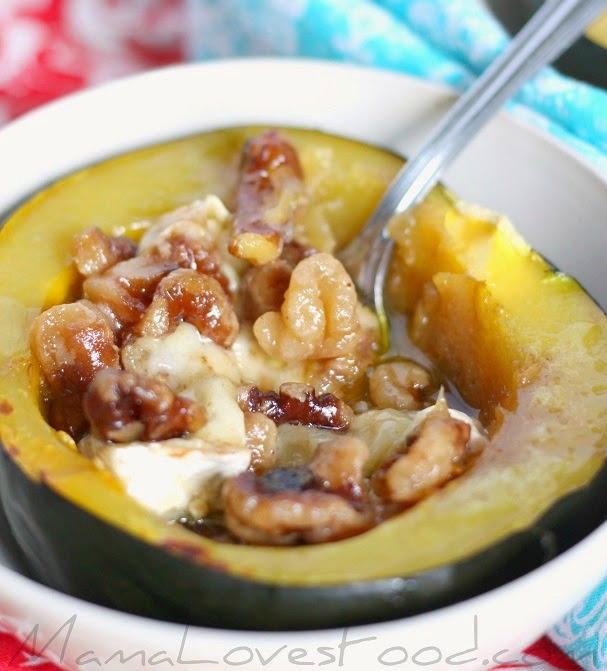 Brie Topped Maple Walnut Acorn Squash Brie Topped Maple Walnut Acorn Squash