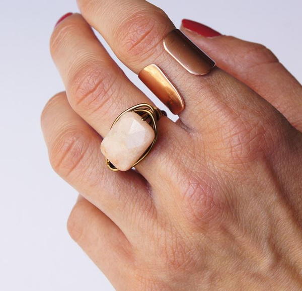 Wrapped Peach Aventurine Ring Wrapped Peach Aventurine Ring