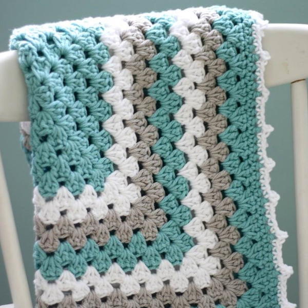 Sea Spray Granny Baby Blanket