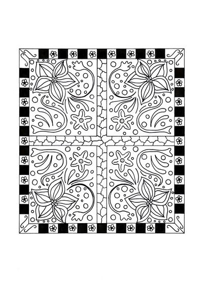 Floral Quilt Coloring Page Floral Quilt Coloring Page