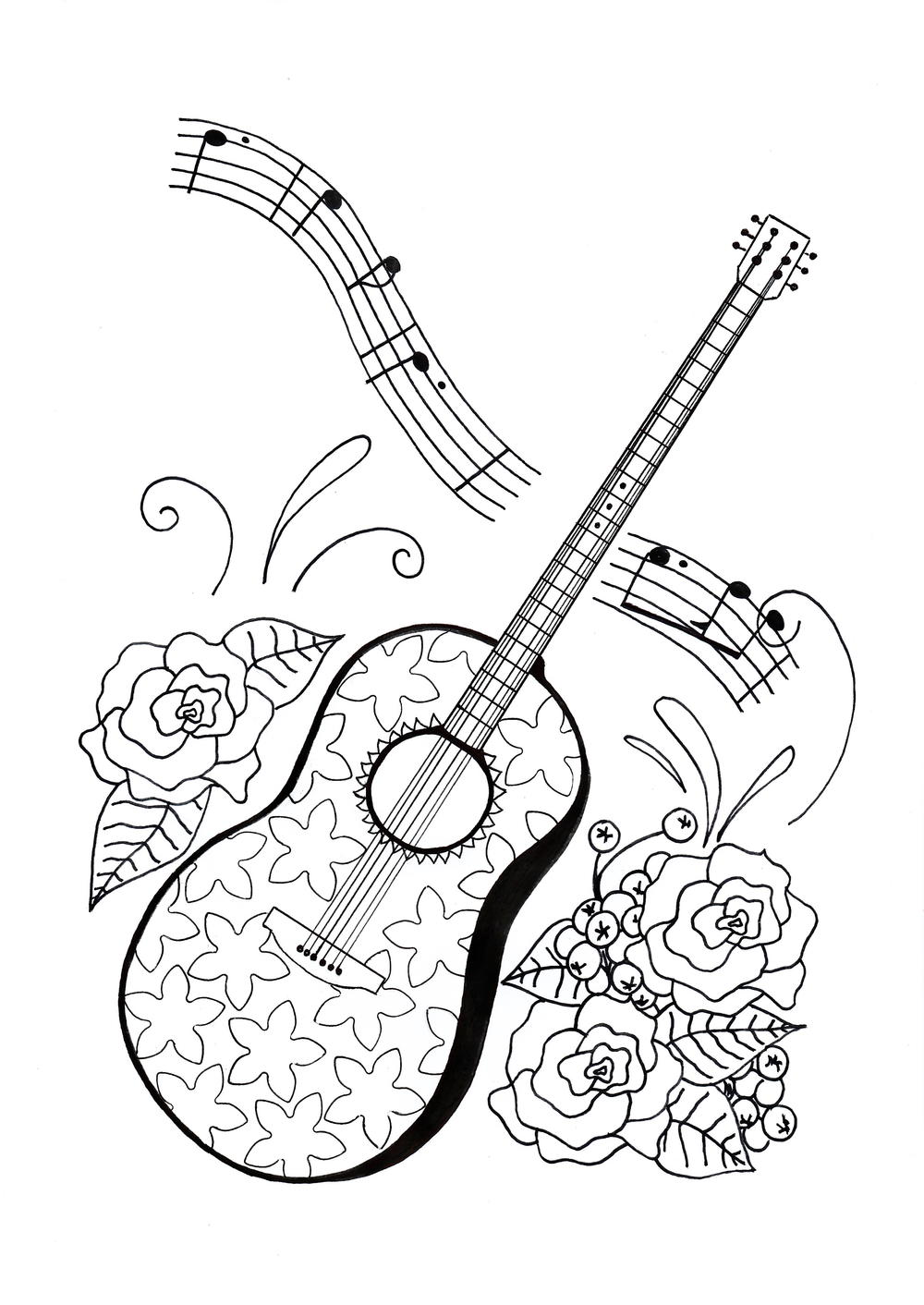 For the Love of Music Adult Coloring Page