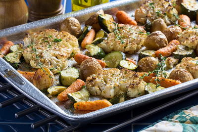 Cauliflower Steaks & Roasted Veggies