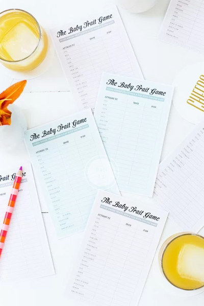 Guess the Trait Baby Shower Printables Guess the Trait Baby Shower Printables