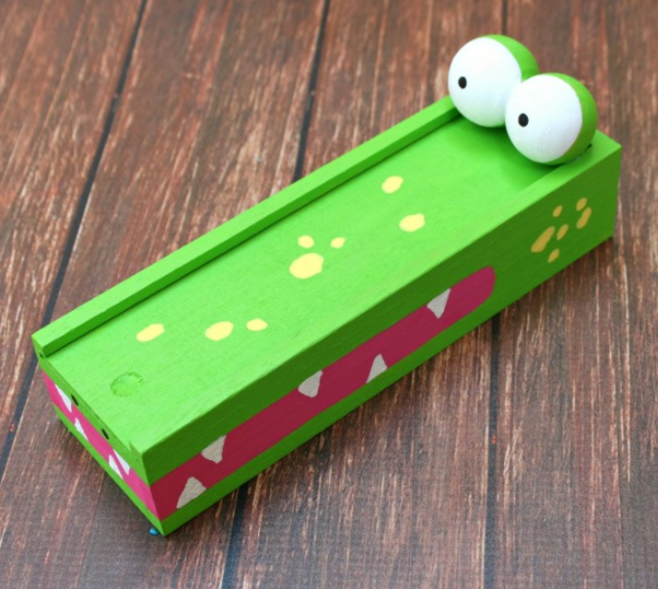 Fiercely Friendly Alligator Wooden Pencil Box Fiercely Friendly Alligator Wooden Pencil Box