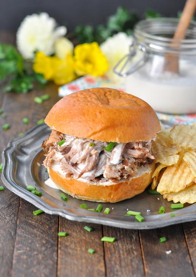 Slow Cooker Pulled Pork with Alabama White Barbecue Sauce