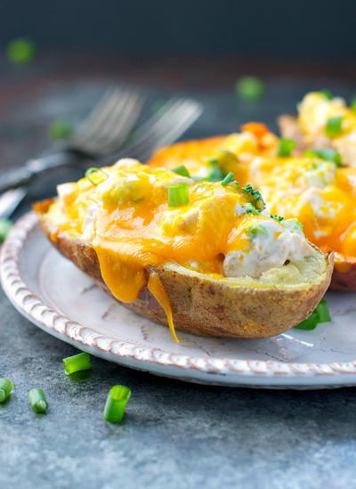 Chicken, Broccoli and Cheese Stuffed Potatoes