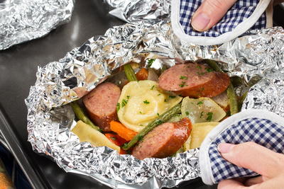 Polish Sausage & Pierogi Foil Packs