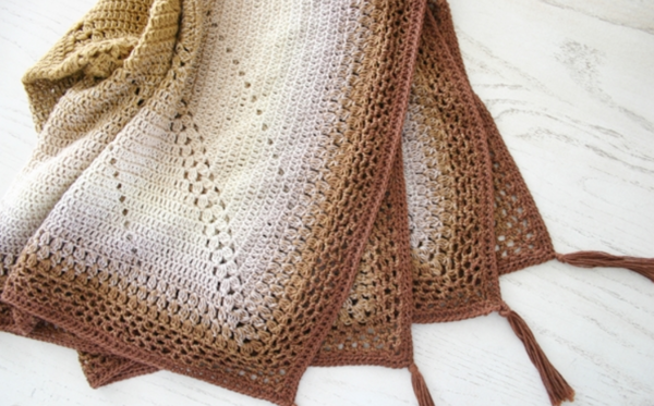 Caramel Whirl Easy Crochet Blanket