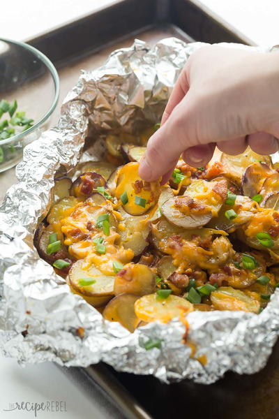 Foil Pack Cheesy Grilled Potatoes Foil Pack Cheesy Grilled Potatoes