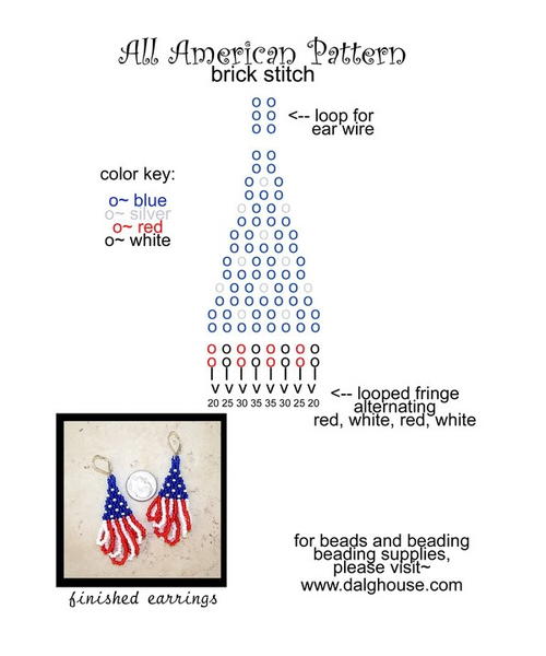 Seed Bead Independence Day Earrings Seed Bead Independence Day Earrings