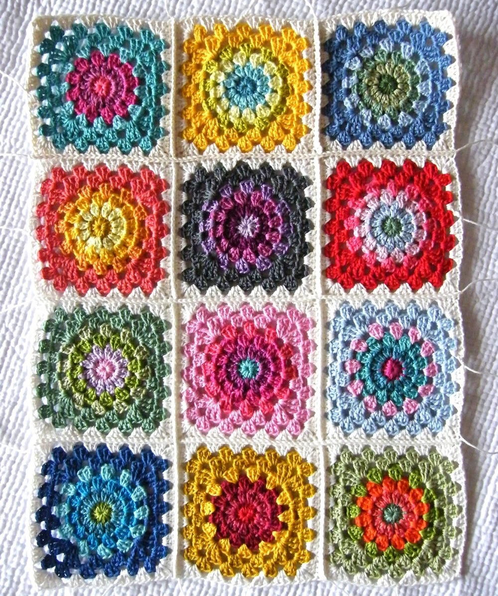Color Wheel Crochet Granny Squares | AllFreeCrochetAfghanPatterns.com