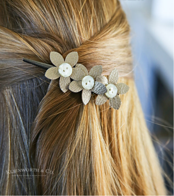 Button Leather Hair Clip Button Leather Hair Clip