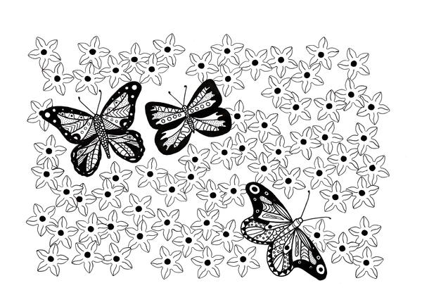 Butterfly Garden Adult Coloring Page Butterfly Garden Adult Coloring Page