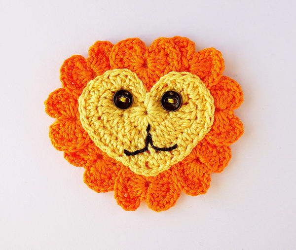 Crochet Heart Lion Appliqu Crochet Heart Lion Appliqué