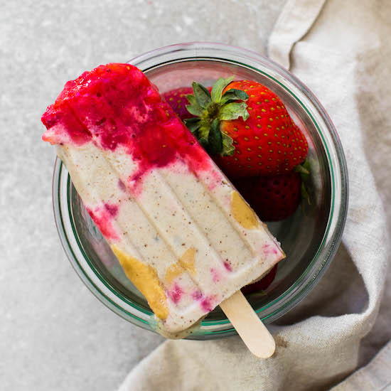 Strawberry Tahini Ice Cream Pops