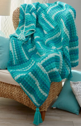 Wavy Squares Easy Crochet Blanket